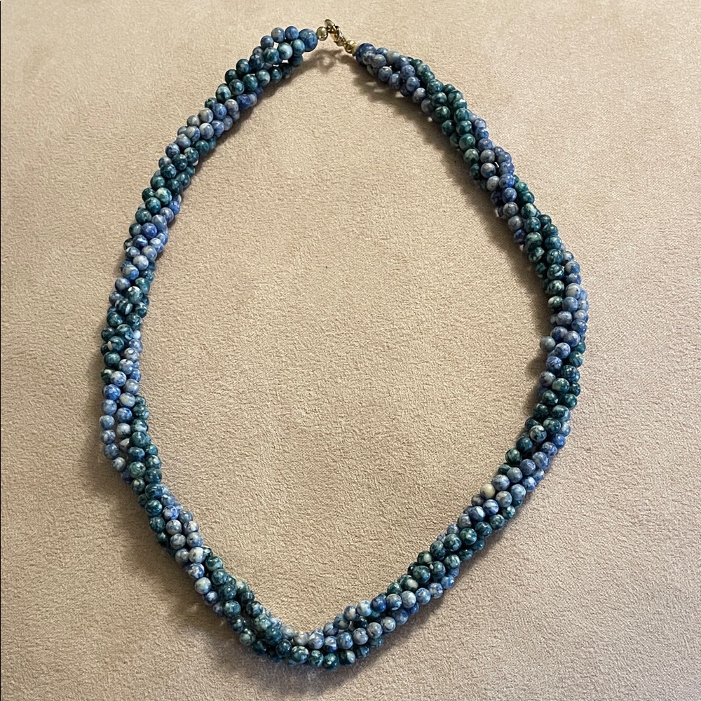 Elegant Blue and Green Beaded Necklace